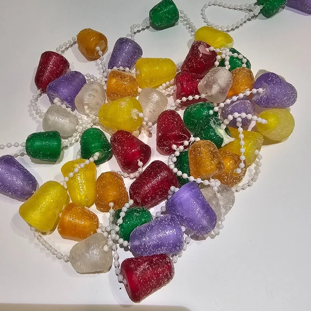 VTG Sugared‎ Gumdrop Christmas Garland Red Green White Purple Yellow 32 Feet